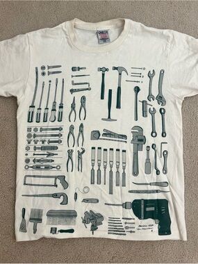 Tool Print Short Sleeve Tee - Cream